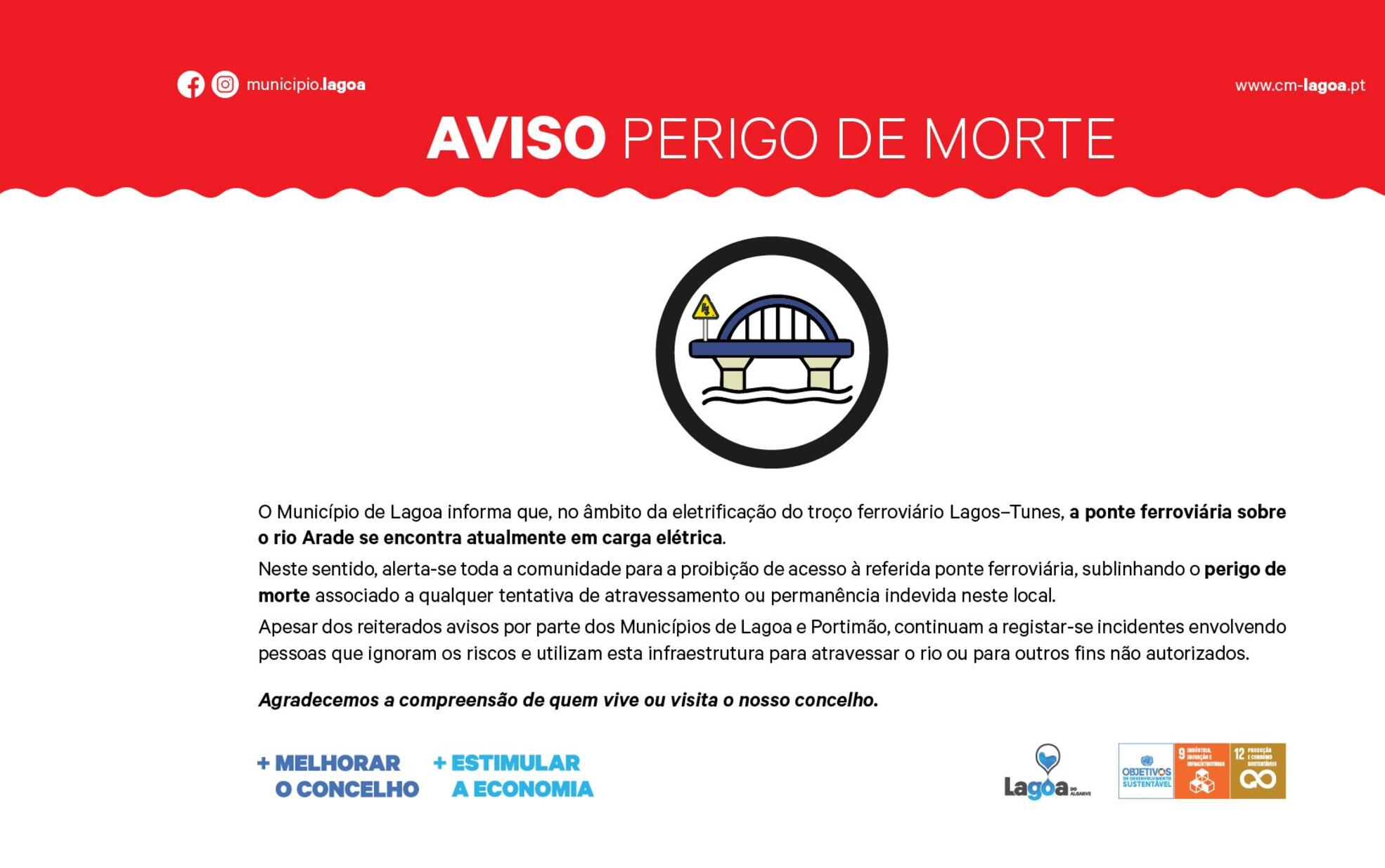 Proibição de acesso à ponte ferroviária 