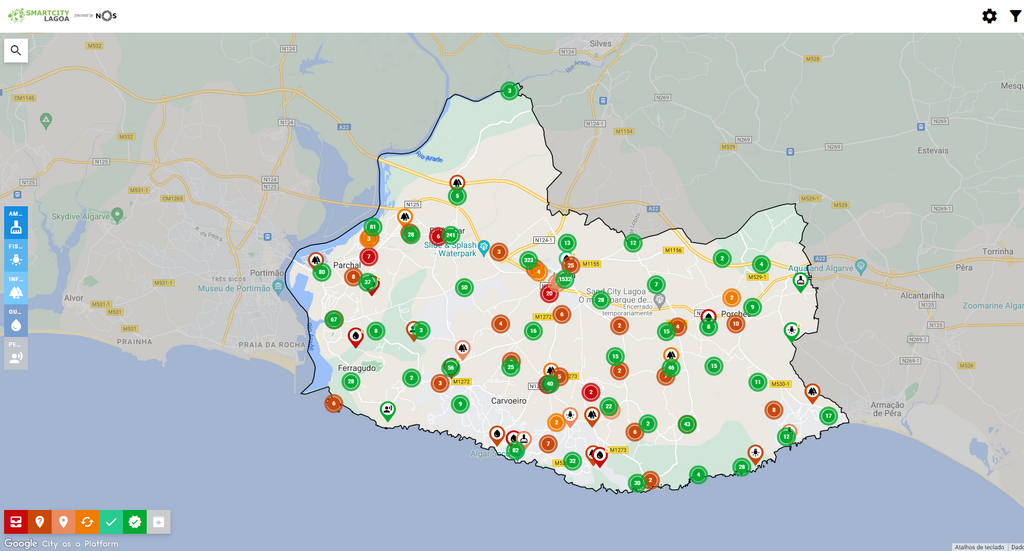 Mapa com as ocorrências reportadas