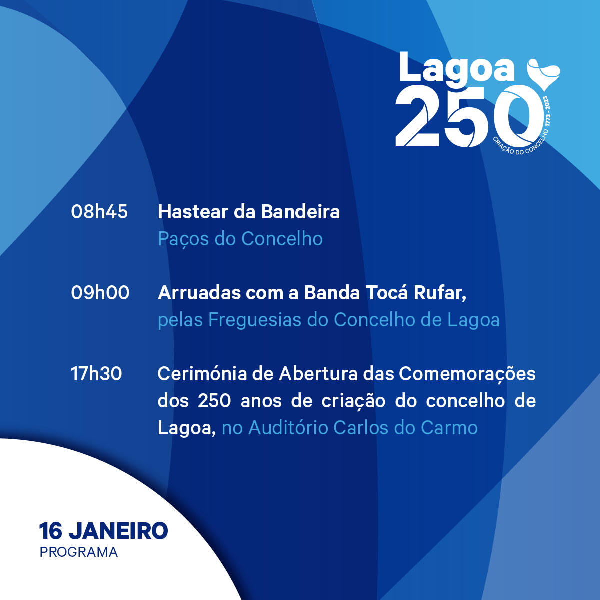 Programa dia 16 janeiro